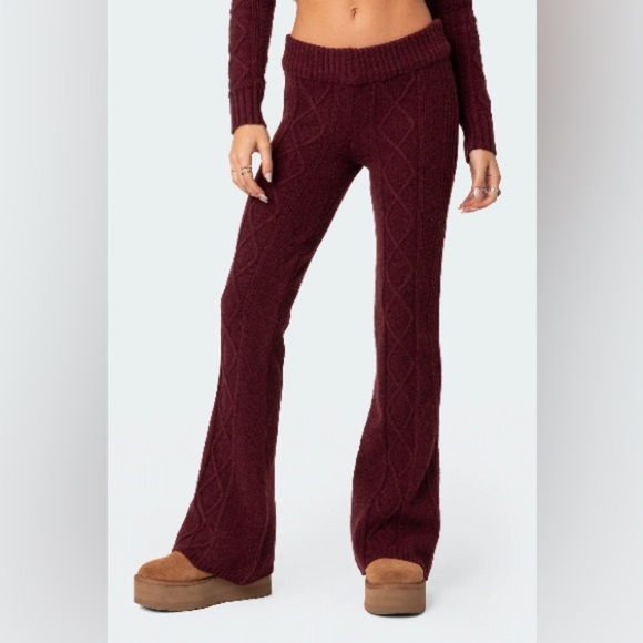 Edikted Women's Burgundy Knit pants - Picture 4 of 6